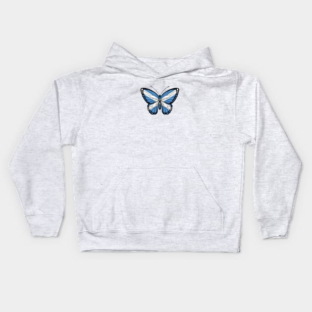 Scottish Flag Butterfly Kids Hoodie by jeffbartels